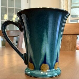 Denby England Gatsby Flame mug NWOT blue green yellow